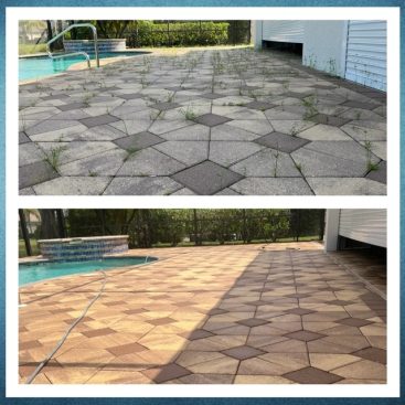 Pavers before and after power washing